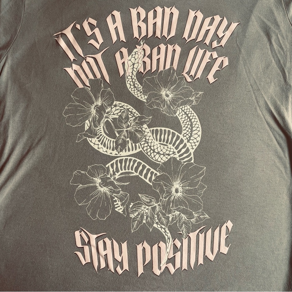 Purple Grey Cotton Blend Graphic Snake Tee T-shirt